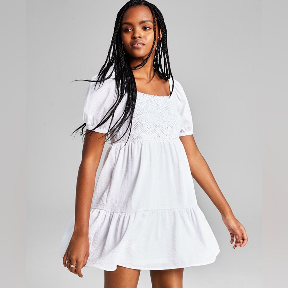 White lace detail mini dress